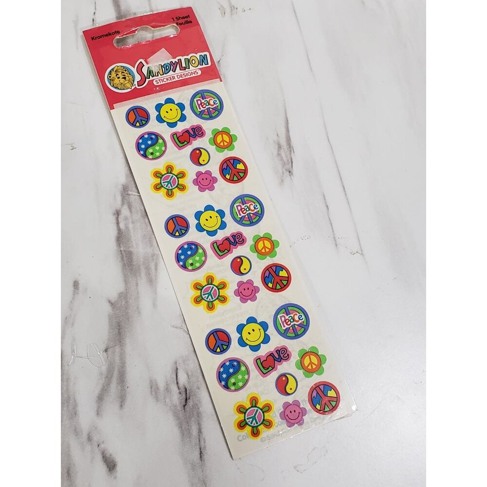 Sealed Vintage Sandylion Kromekote 60's 70s Peace Love Hippie Daisy Stickers